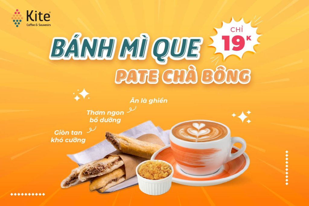 Bánh mì que cập bến Kite Coffee giá ưu đãi chỉ 19K